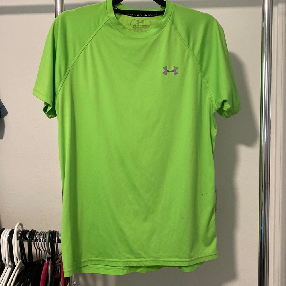 Mens Under Armor Green T Shirt Sz M